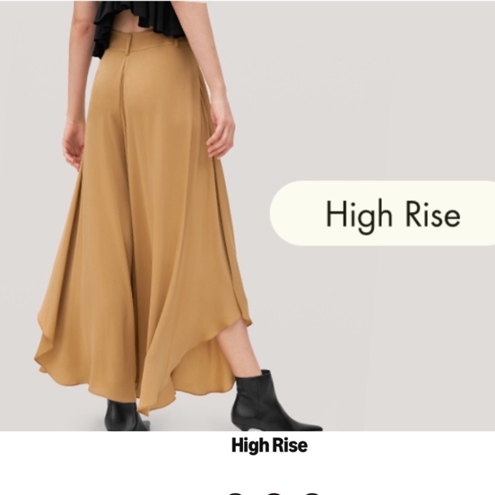 LILYSILK Silk Blend Culottes Sz 33 Gold asymmetrical Hem Wide Leg Palazzo Pants - Picture 14 of 14